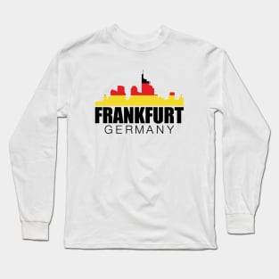 Skyline Frankfurt Germany Flag Long Sleeve T-Shirt